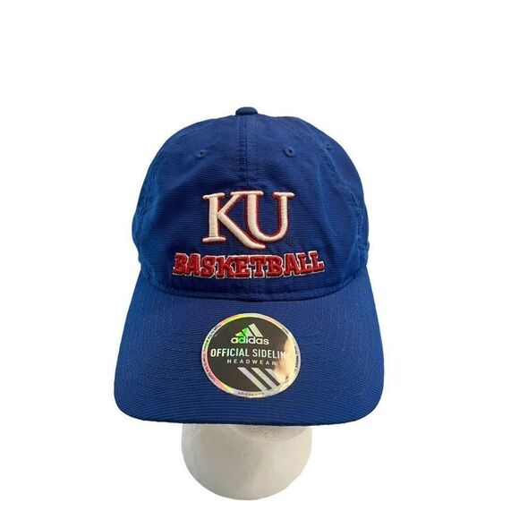 Adidas Kansas Jayhawks KU Basketball Strapback Cap OS Official Sideline NCAA NWT - Picture 1 of 6